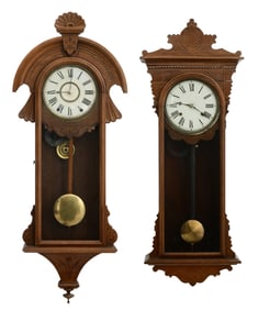 Two American Wall Clocks, New Haven "Cambria"; E.N. Welch "Sembrich"