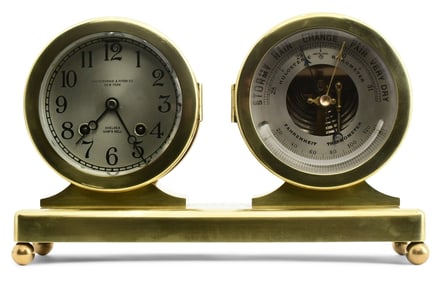 Chelsea Clock Co. Ship's Bell Clock & Barometer Desk Set, Abercrombie & Fitch Co.