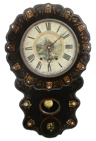 Anglo-American Paper Mache Wall Clock