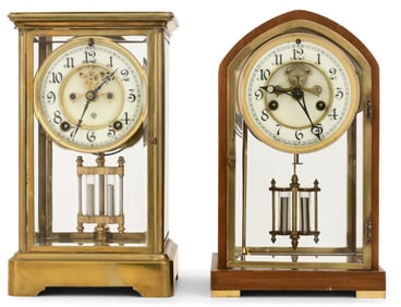 Two Crystal Regulator Clocks by Ansonia and Waterbury