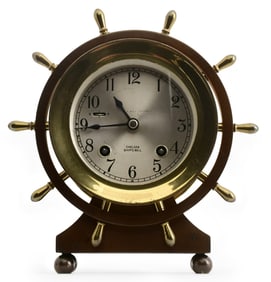 Chelsea Clock Co. Yacht Wheel Ship's Bell Desk Clock
