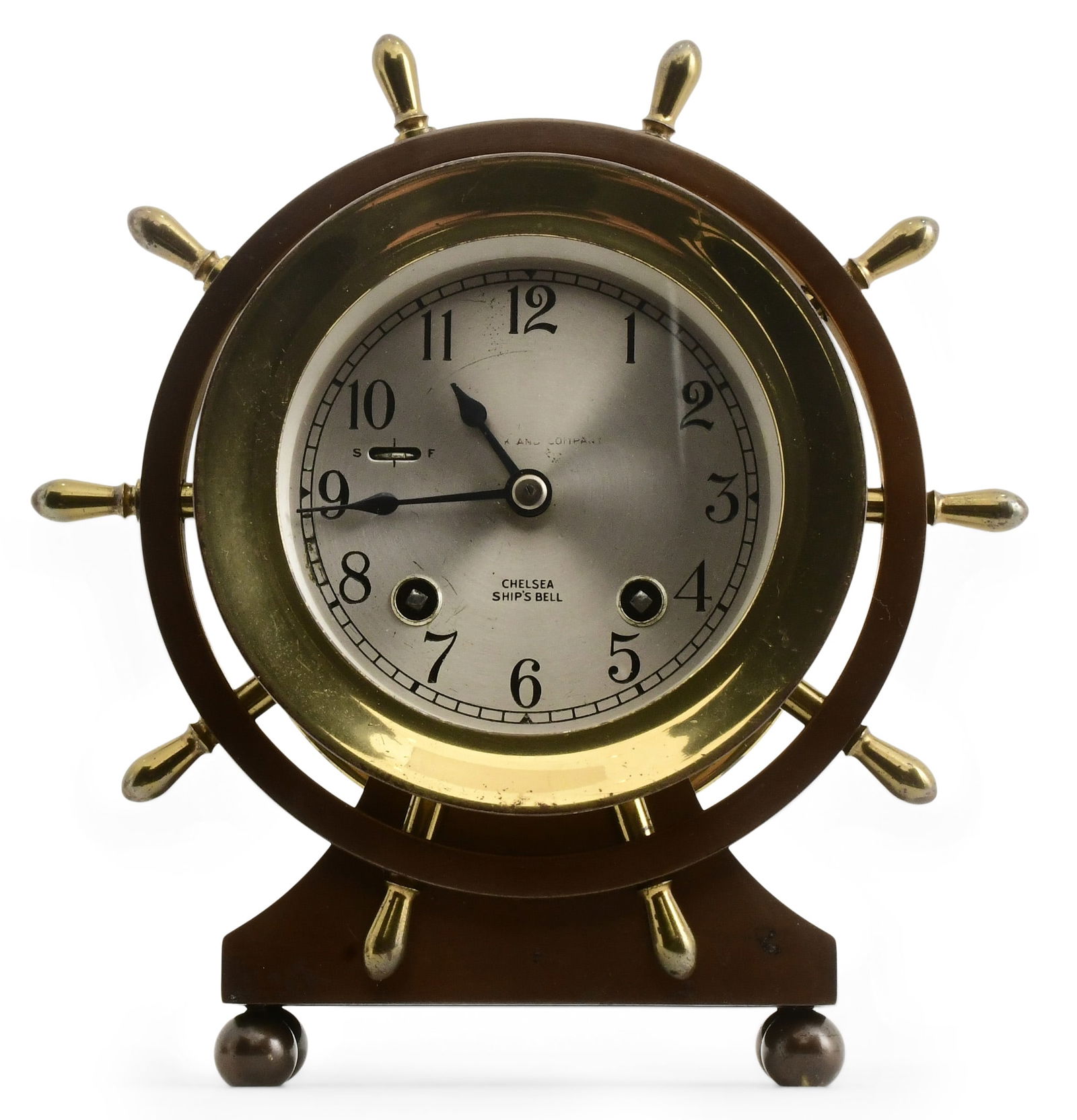 Chelsea Clock Co. Yacht Wheel Ship's Bell Desk Clock (1 of 8)
