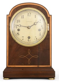 Tiffany & Co. Inlaid Mahogany Mantel Clock