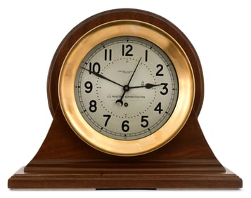 Chelsea Clock Co. U.S. Maritime Administration Brass Clock with Stand