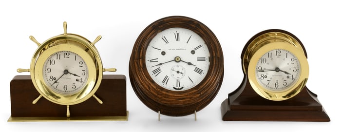 Lot of Three Seth Thomas Ship's Bell Clocks