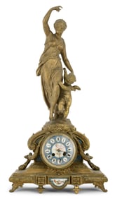 French Gilt Metal Figural Clock