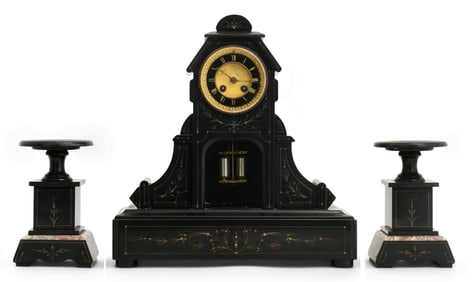 French Slate Clock Garniture