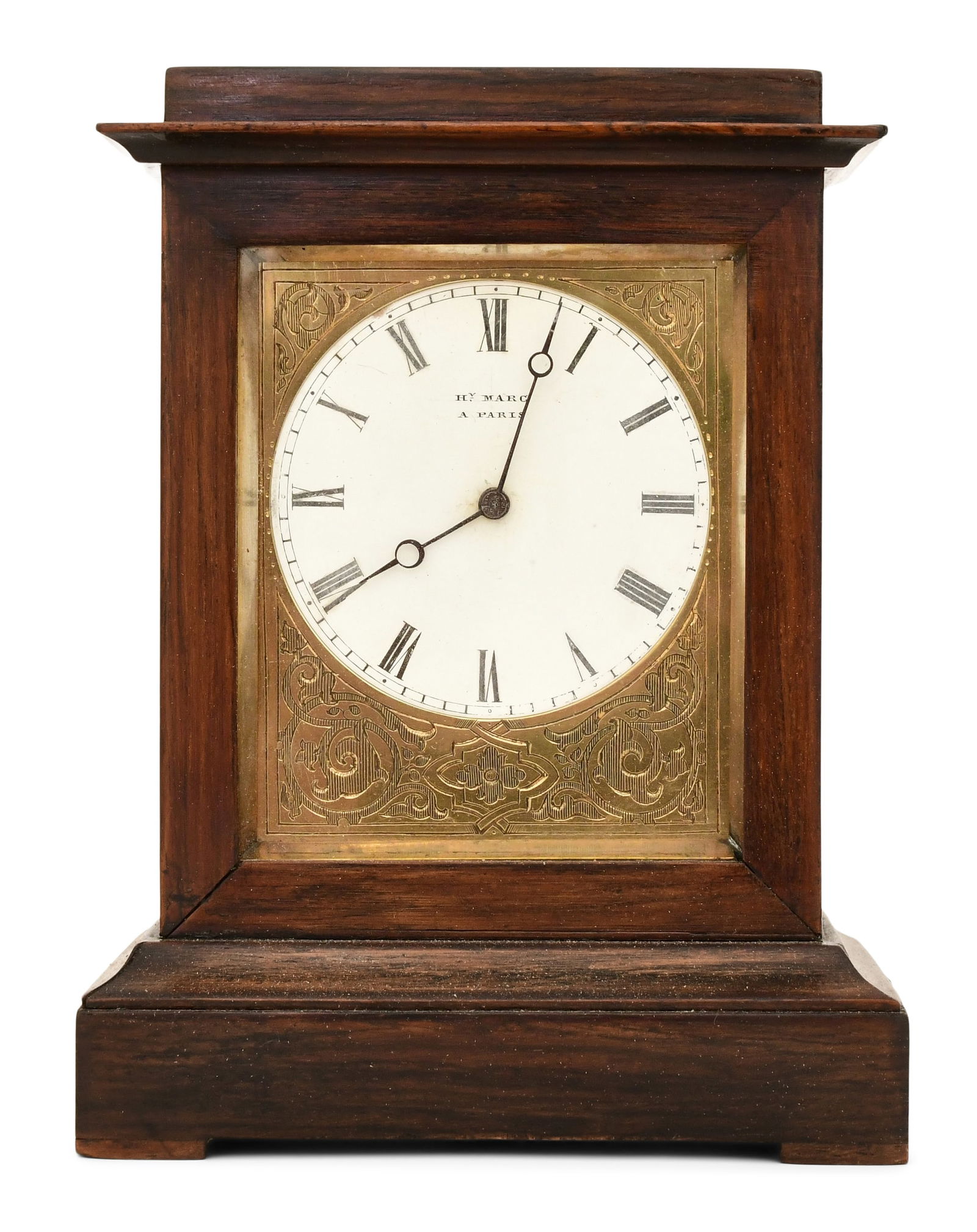 French Rosewood Pendulum Desk Clock by Henry Marc, Paris (1 of 7)