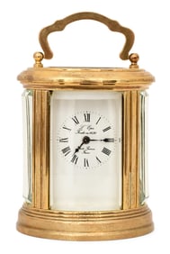 L'Epee Miniature Brass Oval Carriage Clock, Sainte Luxanne, France