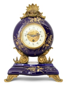 French Gilt Bronze-Mounted Porcelain Clock