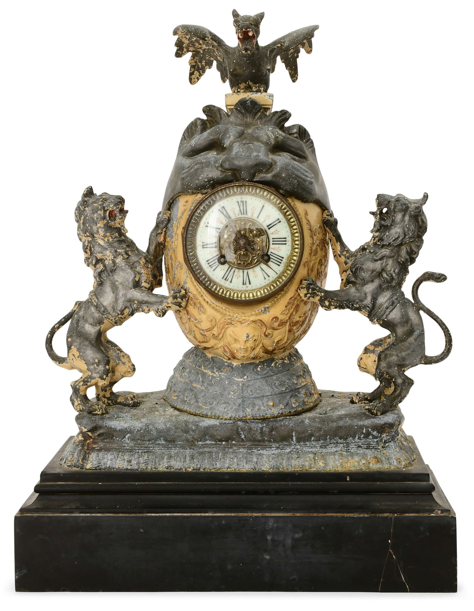 French Metal & Slate Figural Mantel Clock (1 of 9)