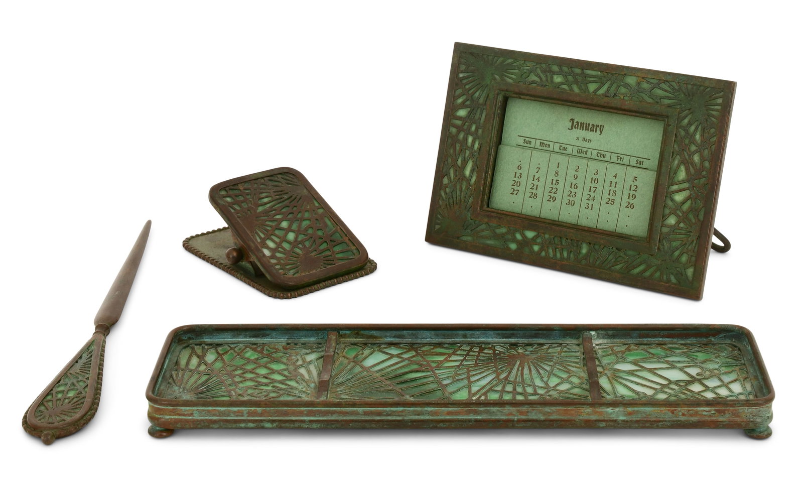 Tiffany Studios Four-Piece "Pine Needle" Desk Set (1 of 5)