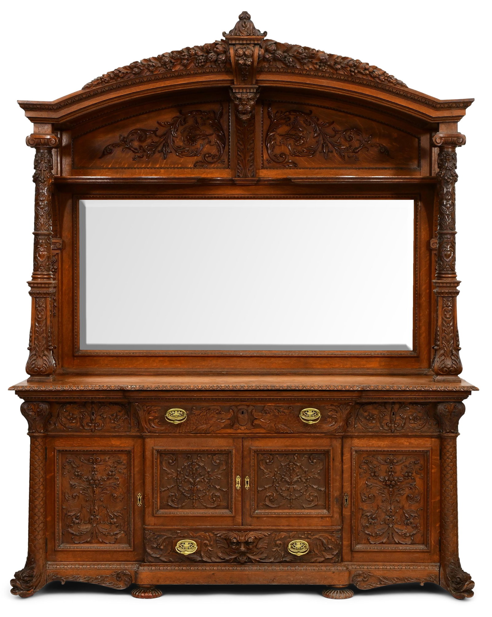 A Monumental American Figural Carved Oak Sideboard (1 of 10)
