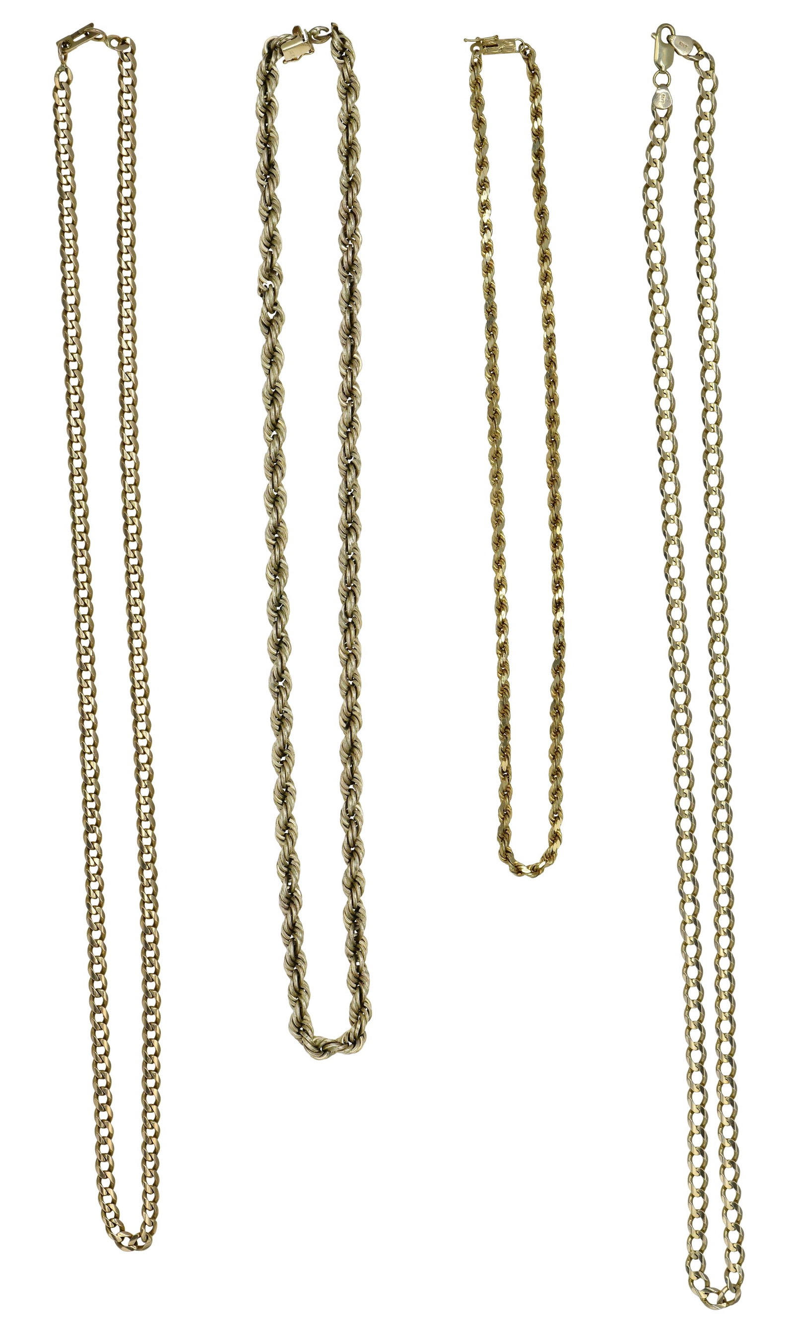 Lot of Four Yellow Gold Necklace Chains (1 of 1)