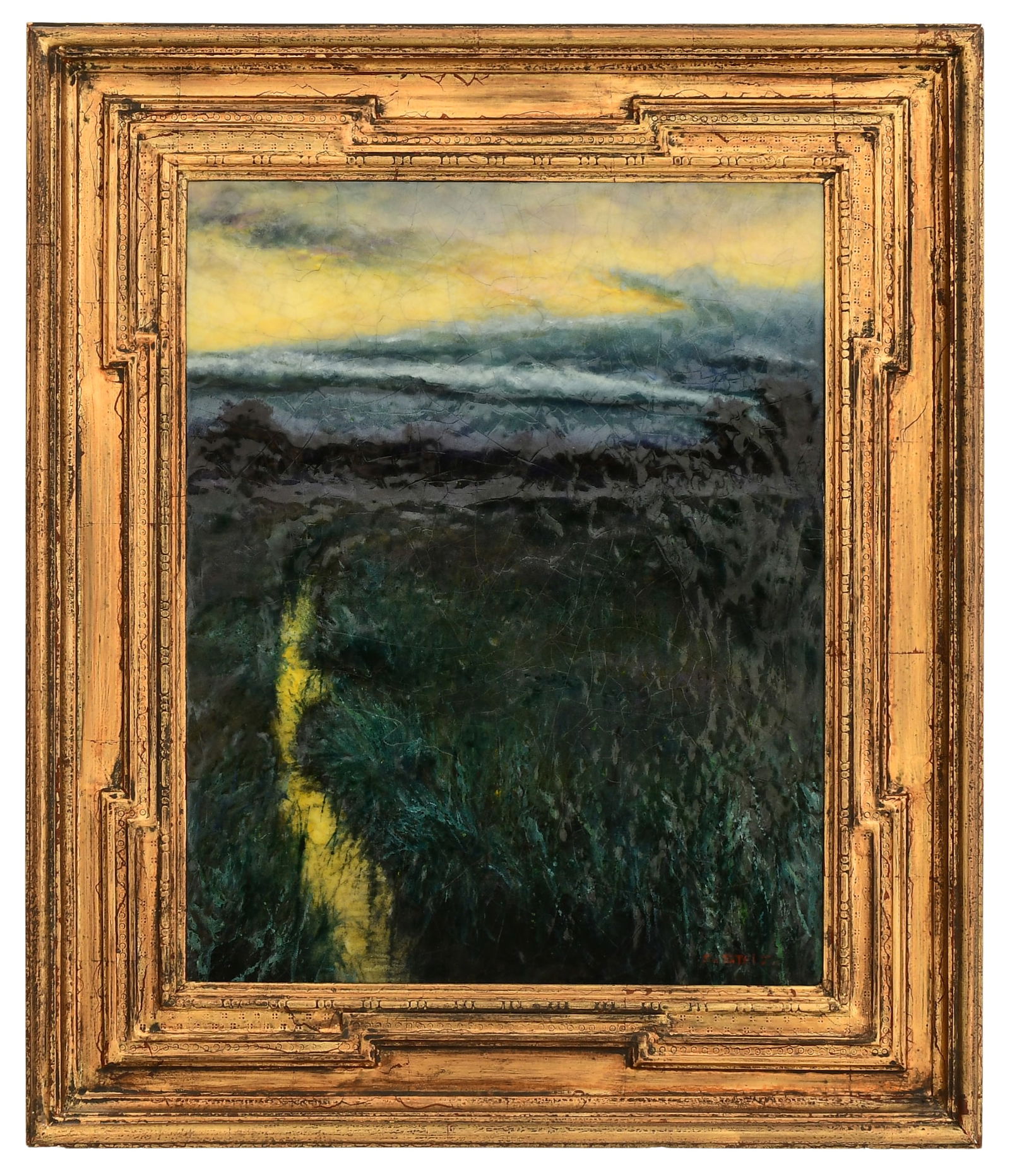 Stelz Studios Pate de Verre Plaque, "Approaching Front" (1 of 5)