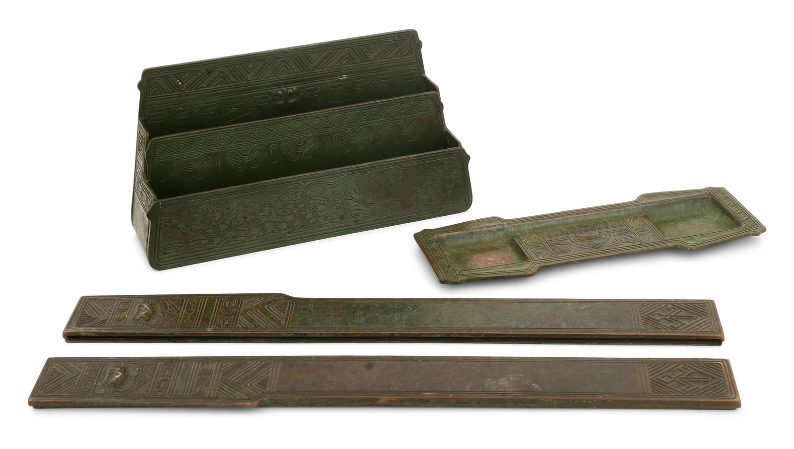 Tiffany Studios Three-Piece "American Indian" Desk Set (1 of 6)