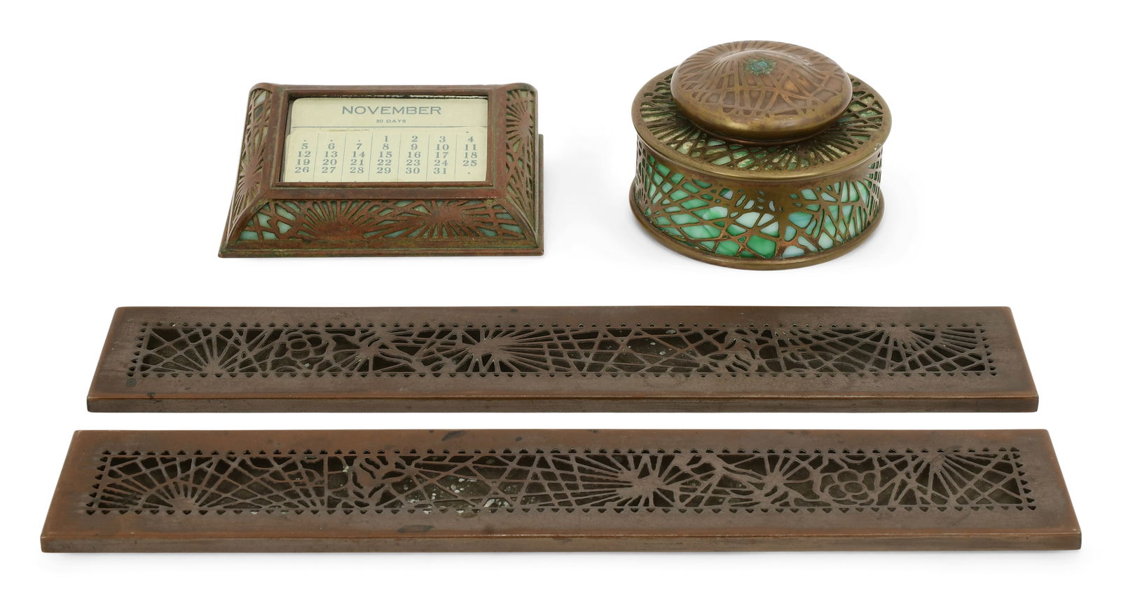 Tiffany Studios Three-Piece "Pine Needle" Desk Set (1 of 9)