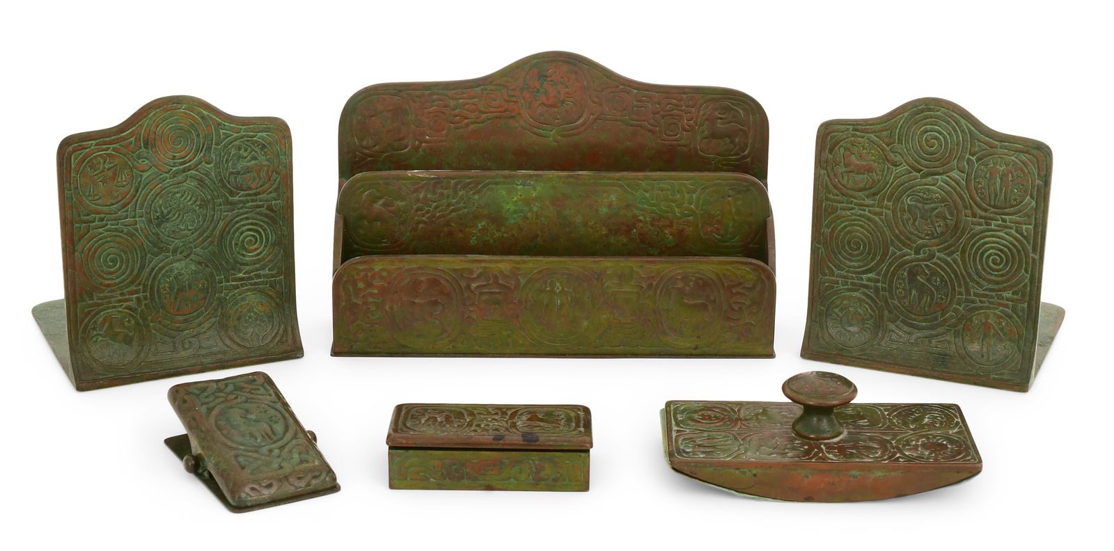 Tiffany Studios Five-Piece "Zodiac" Desk Set (1 of 8)