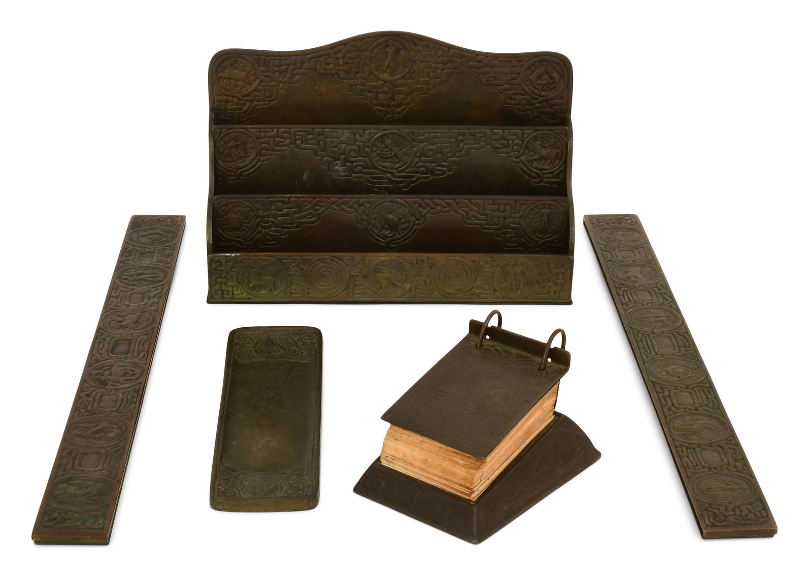 Tiffany Studios Four-Piece "Zodiac" Desk Set (1 of 8)