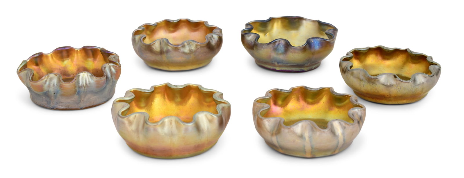 Six Tiffany Studios Favrile Glass Salts (1 of 4)