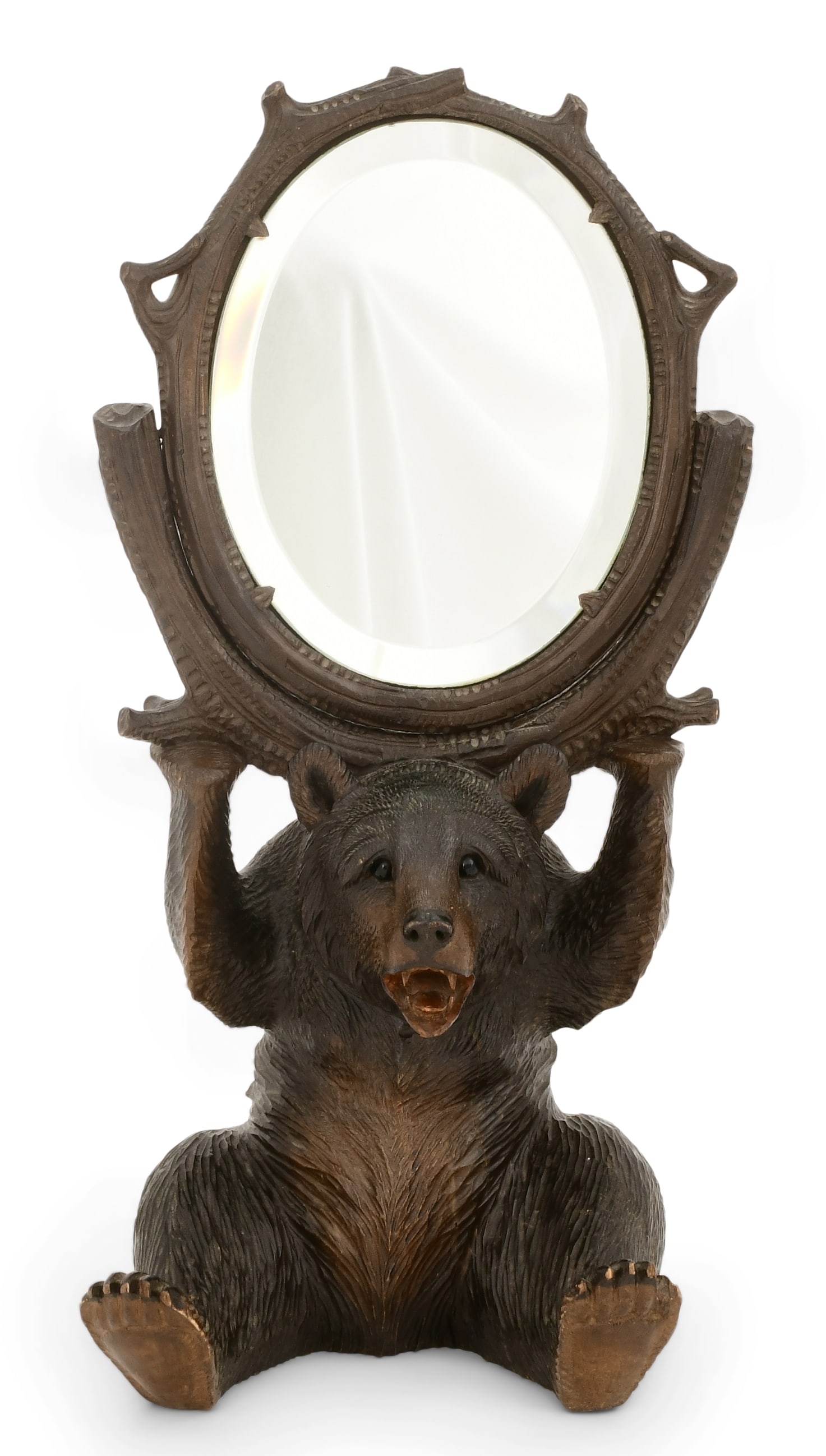 Black Forest Carved Wood Bear Mirror (1 of 6)