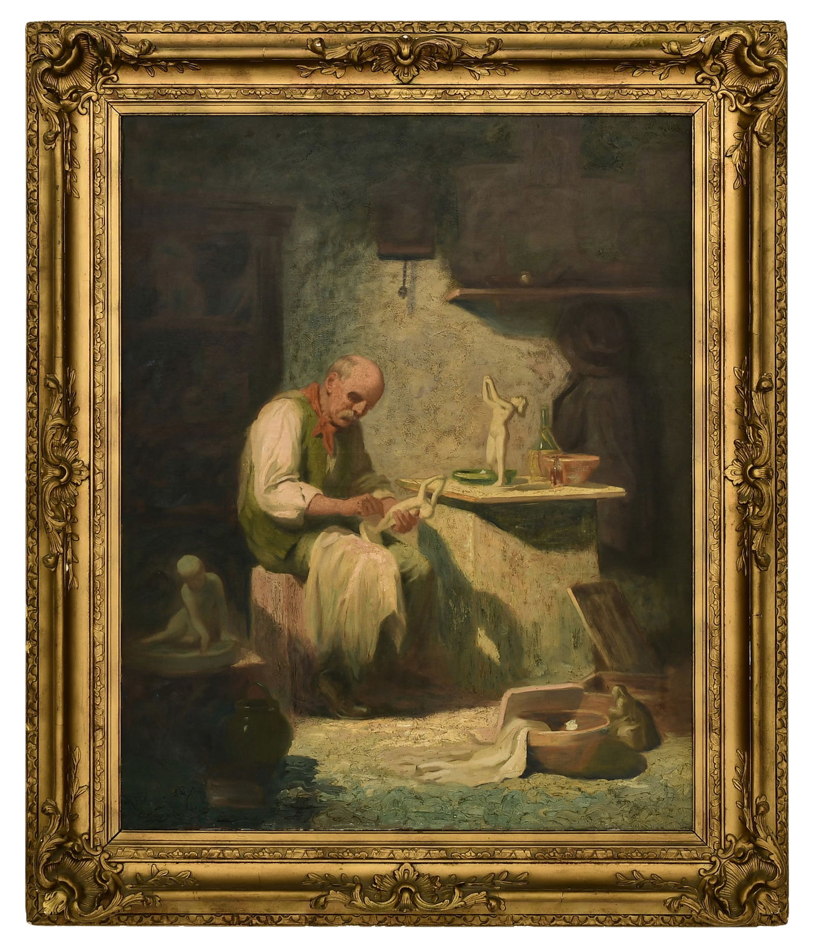 Gaston M. Beury (American, 1859-1932), Self Portrait While Sculpting (1 of 4)