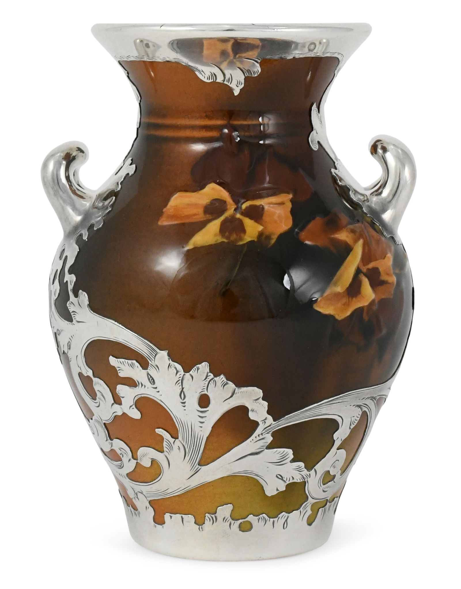 Rookwood Pottery Silver Overlay Vase, Decorated by Harriet R. Strafer (1 of 4)