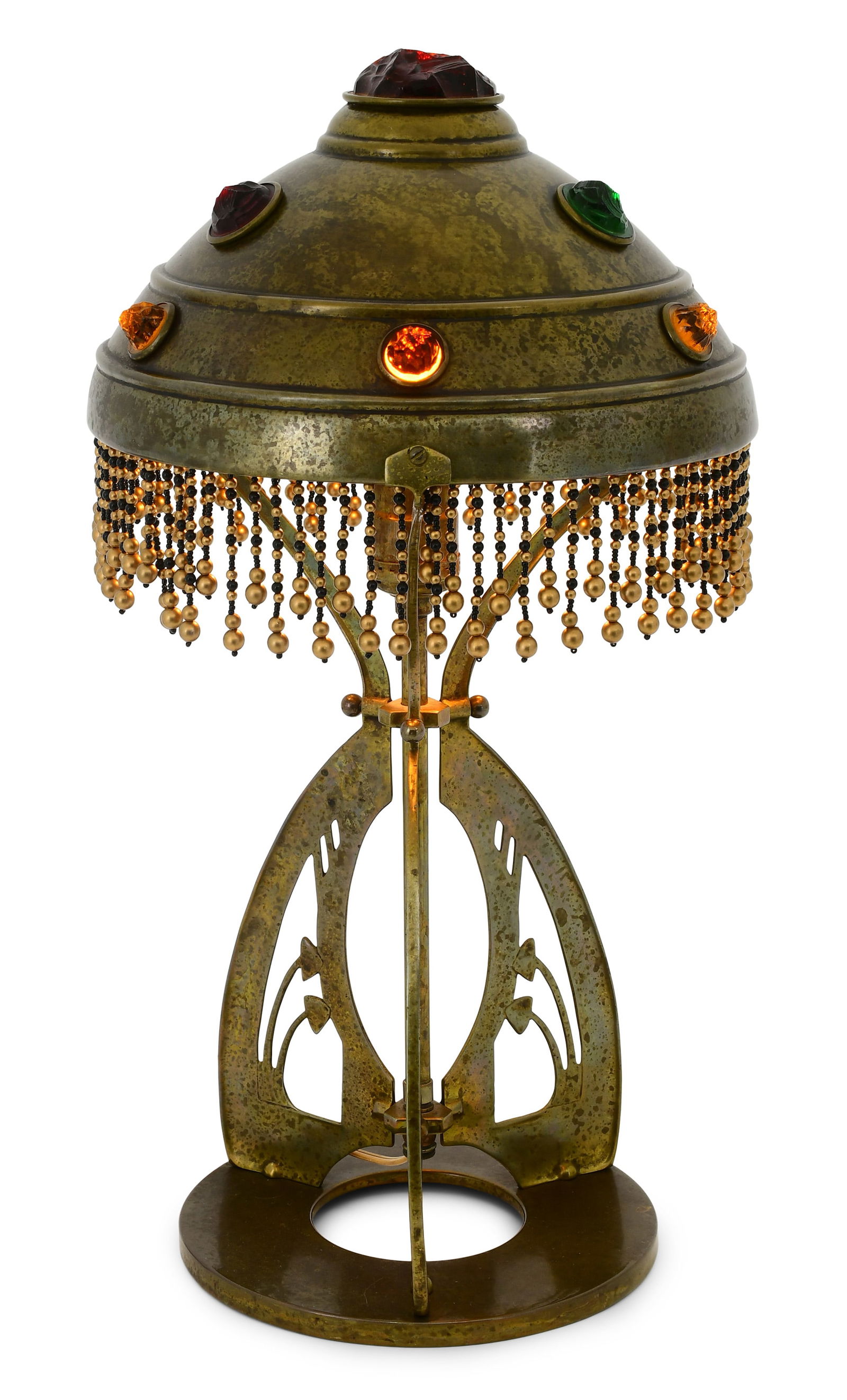 Austrian Gilt Metal & Chunk Glass Table Lamp (1 of 4)