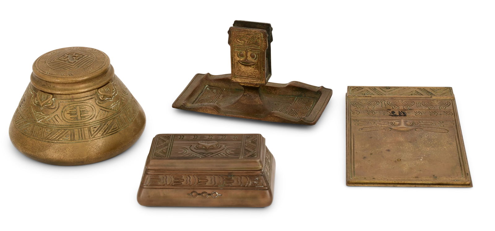 Tiffany Studios Four-Piece "American Indian" Desk Set (1 of 5)