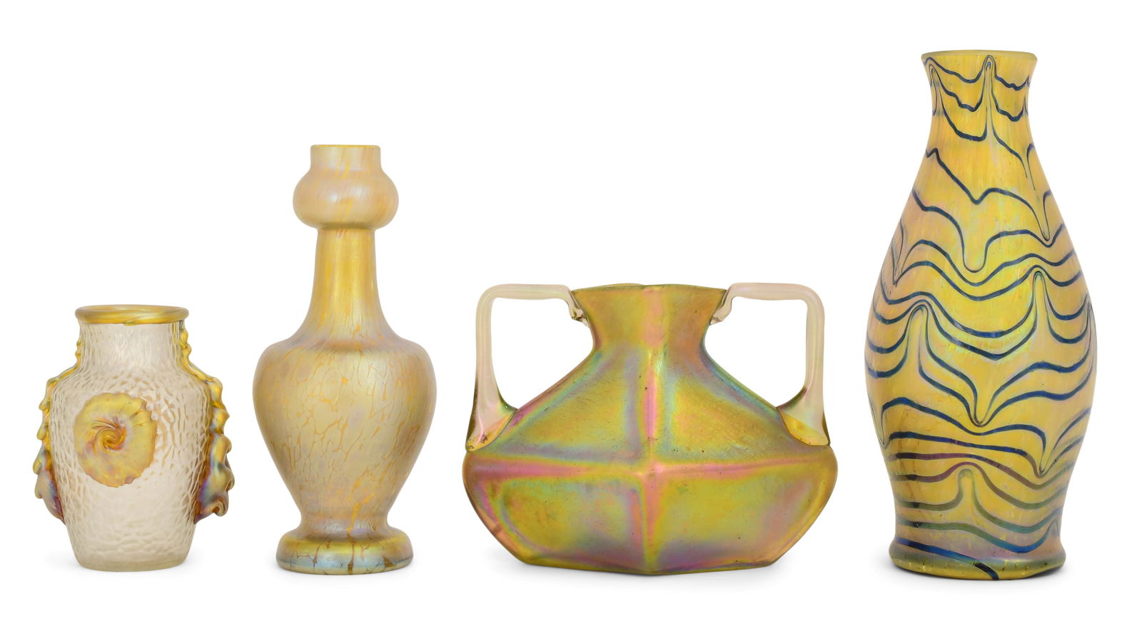 Lot of Four Austrian Art Glass Vases (1 of 3)