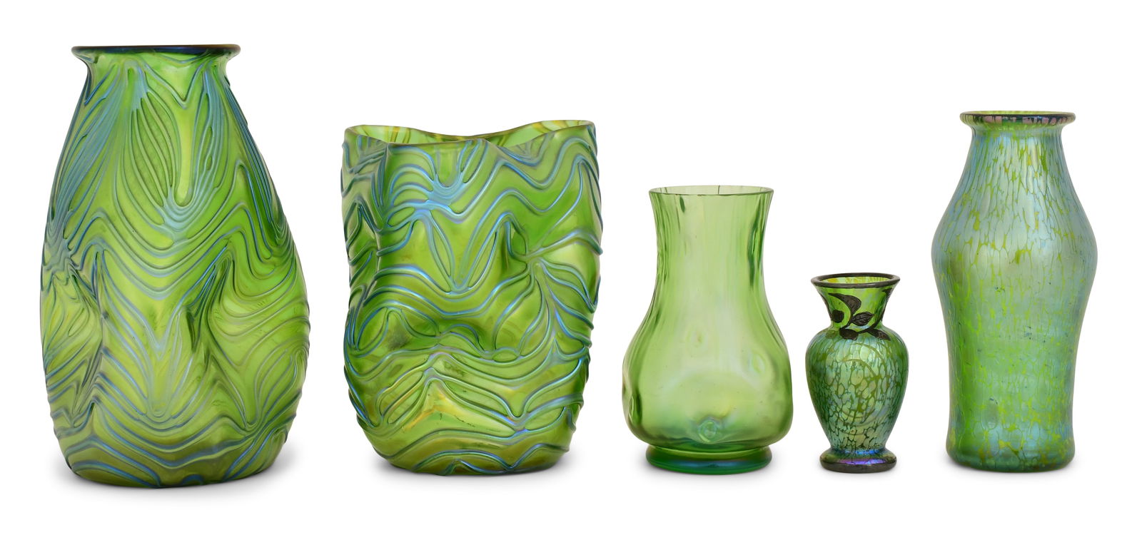 Lot of Five Austrian Art Glass Vases (1 of 7)