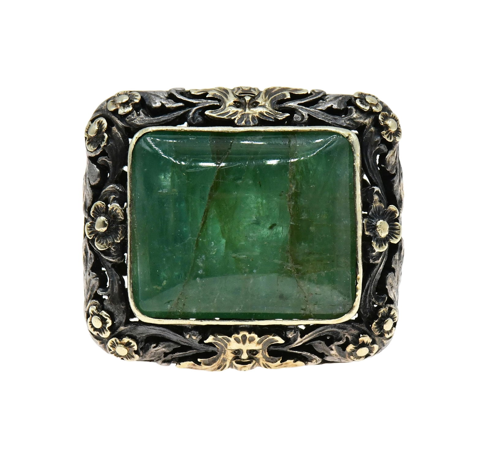 18K Yellow Gold over Silver 16.81 Carat Emerald Ring (1 of 5)