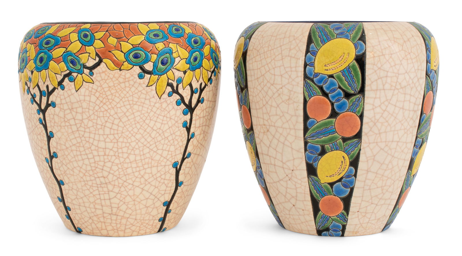 Two Longwy Pottery Vases, Floral and Fruit (1 of 5)