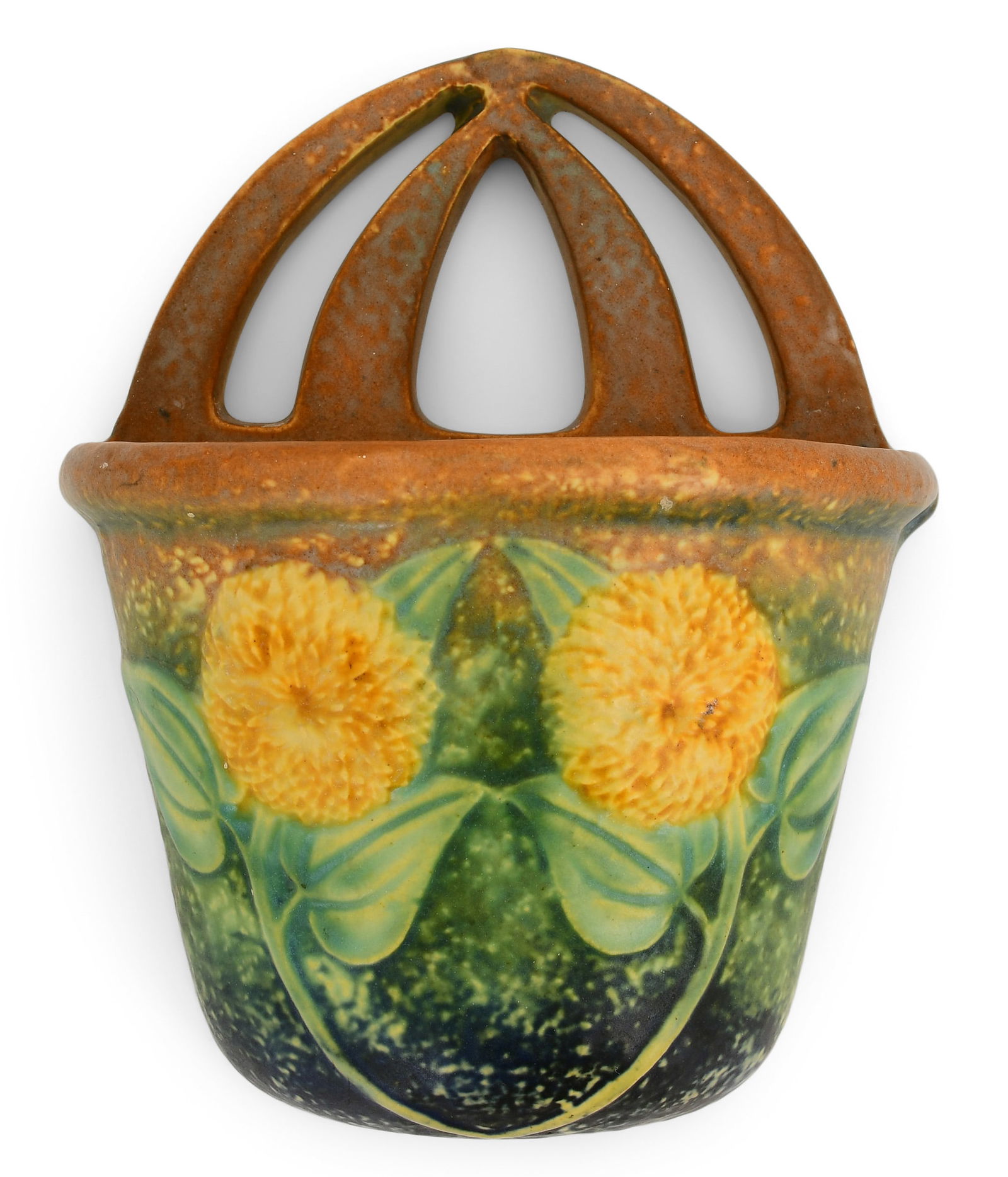 Roseville Pottery "Sunflower" Wall Pocket (1 of 3)