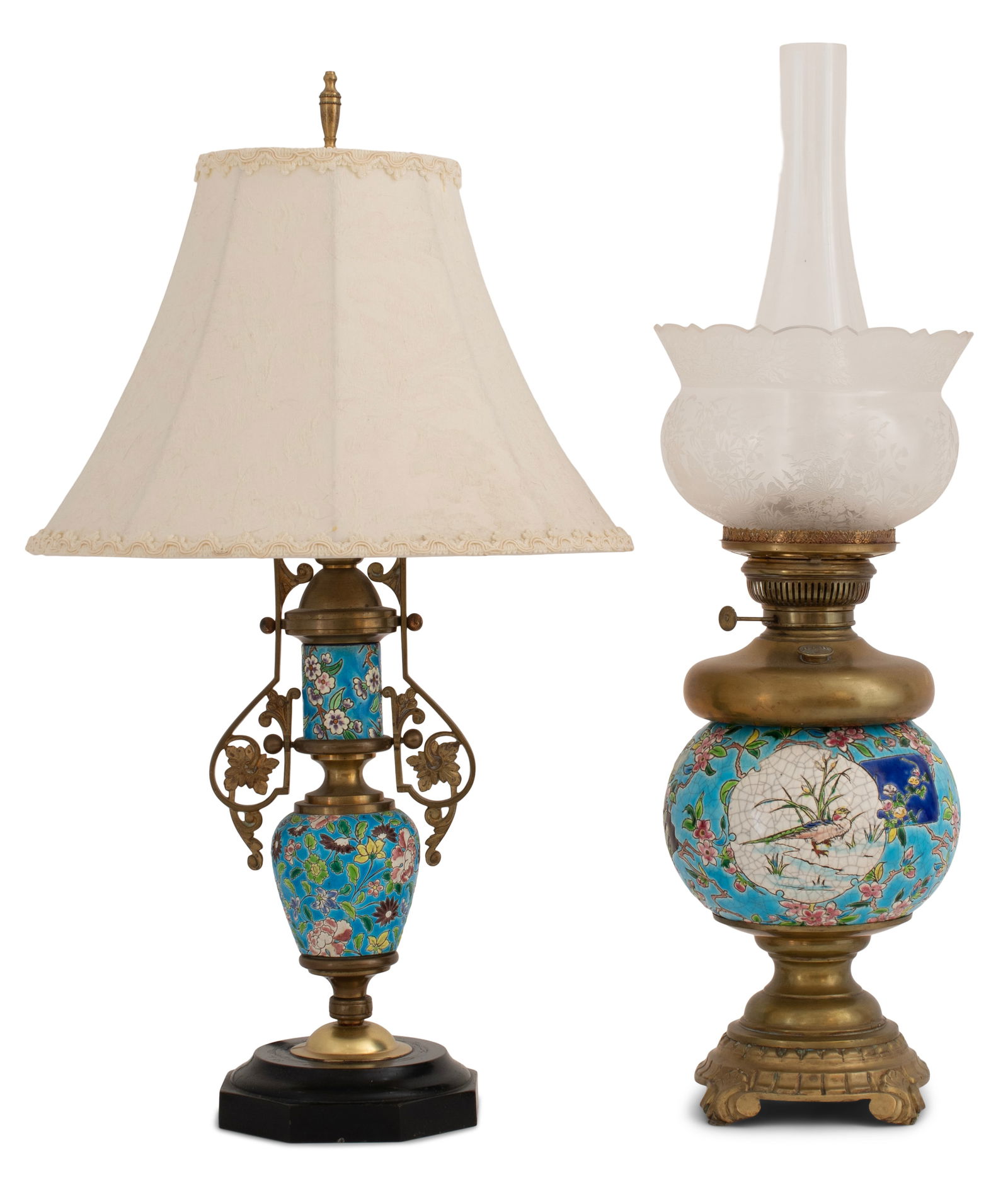 Two Longwy Pottery & Brass Table Lamps (1 of 7)