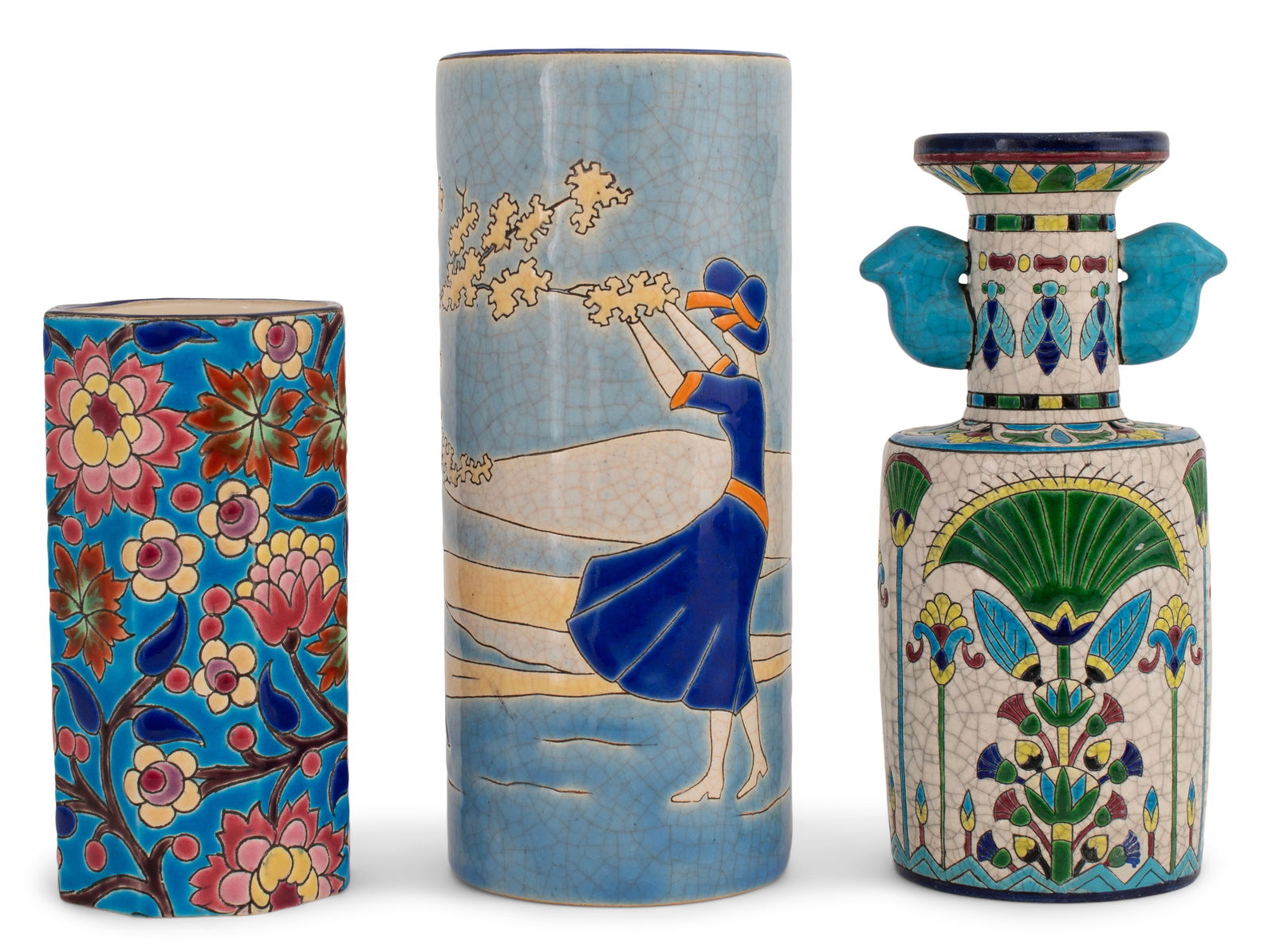 Three Longwy Pottery Vases (1 of 3)