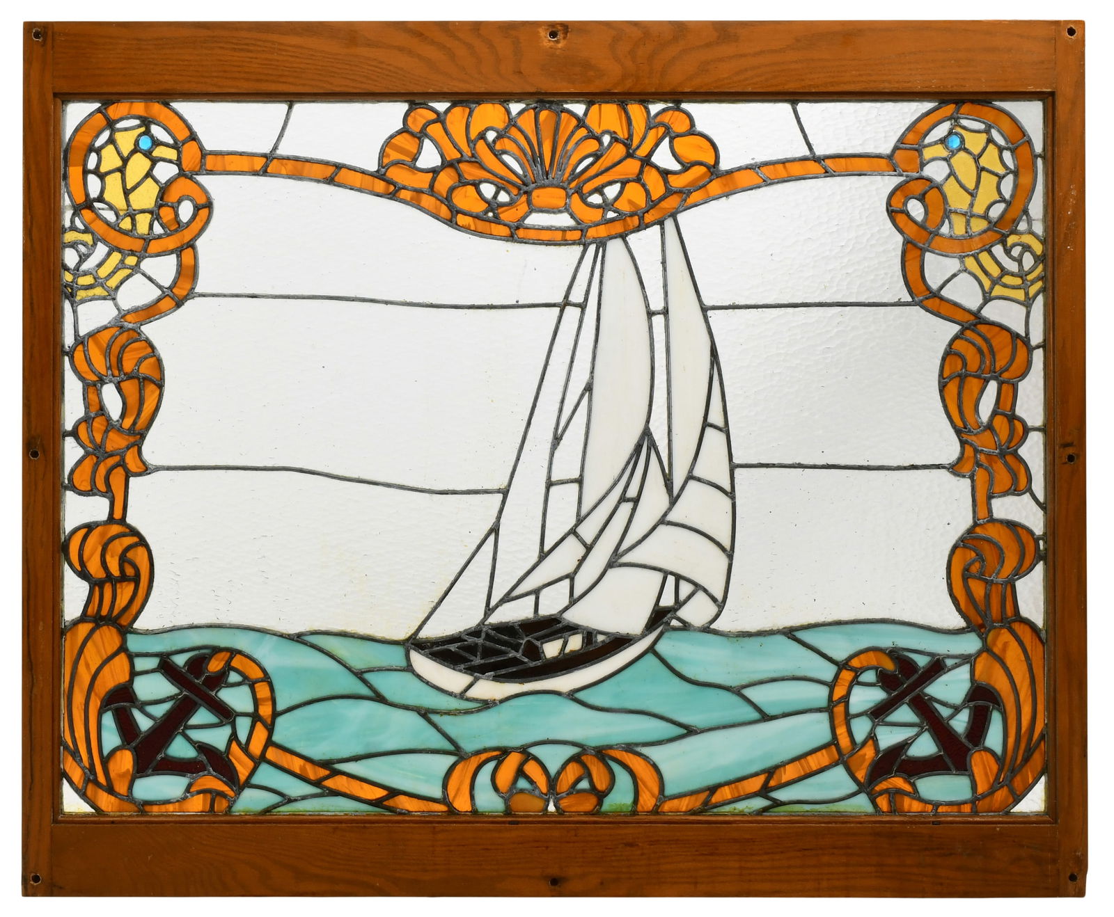 American Leaded Glass Window with Sailboat (1 of 4)