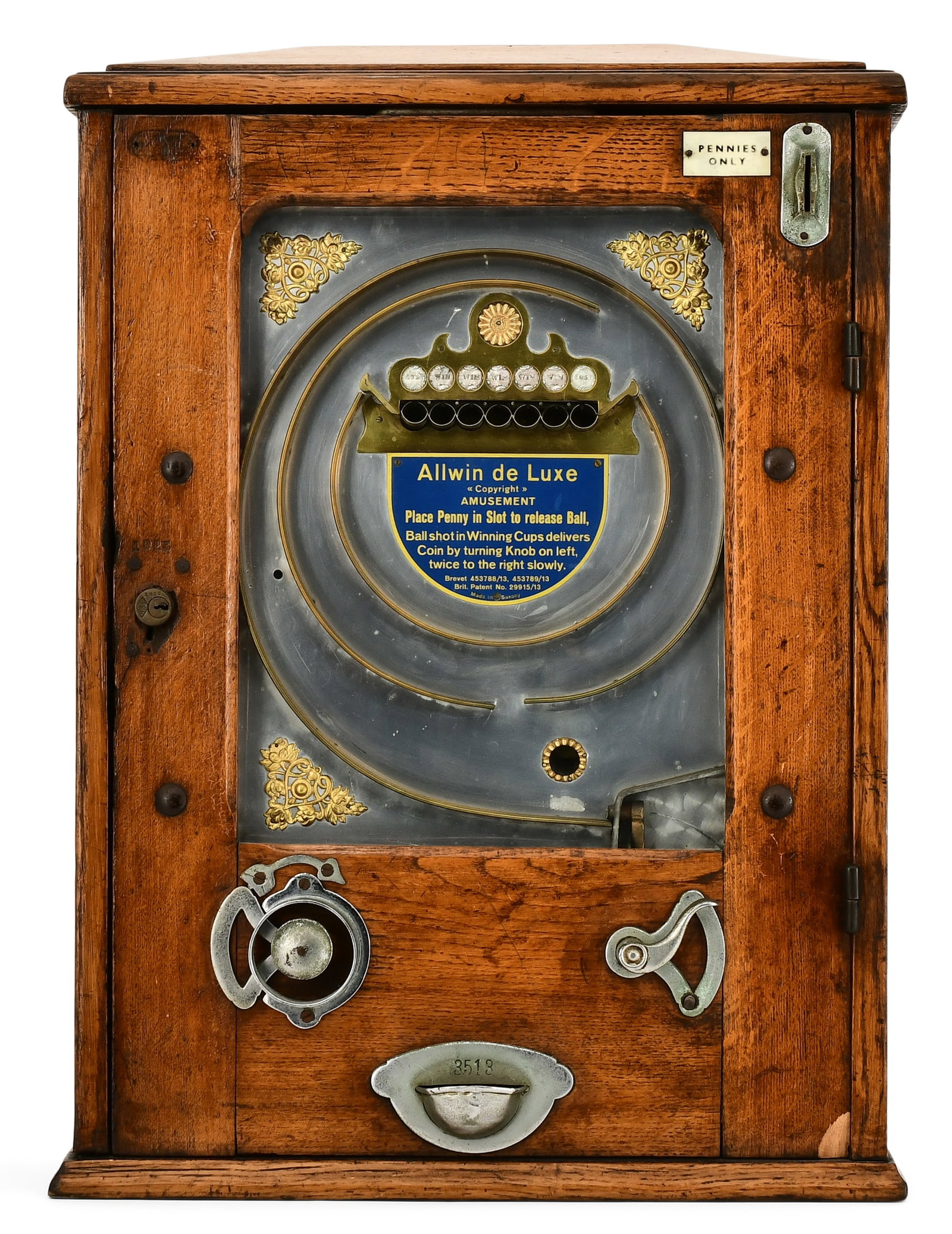 Allwin de Luxe Penny Slot Machine: Allwin de Luxe Penny Slot Machineearly 20th century26 x 19 1/2 x 7 1/2 inches