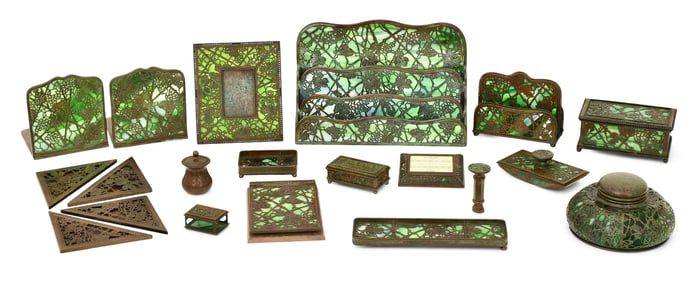Tiffany Studios 16-Piece "Grapevine" Desk Set