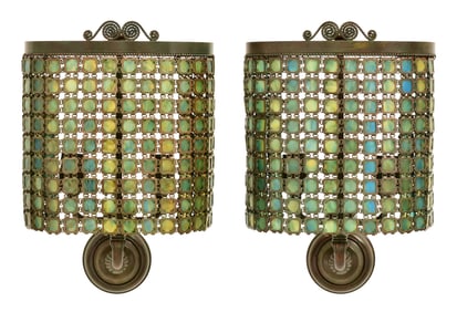 Pair of Tiffany Studios "Chain Mail" Sconces