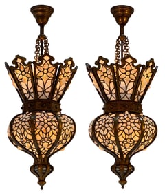 Louis Comfort Tiffany & Associated Artists, Pair of Lanterns for the "Moorish" Smoking Room in the