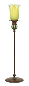 Tiffany Studios Blown Glass Candlestick with "Pulled Feather" Shade