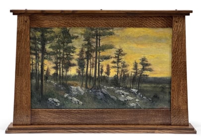 Stelz Studios Pate de Verre Plaque, "Hilltop at Twilight"
