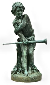 Early 20th Century Bronze Garden Figure of Pan with Horn
