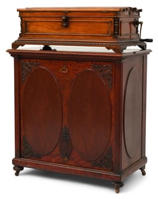 Regina Folding Coffin Top Music Box with Base