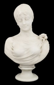 Cesare Lapini (Italian, 1848-1890's), "Purita" Marble Sculpture