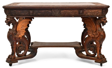 R.J. Horner & Co. Library Table with Winged Griffins