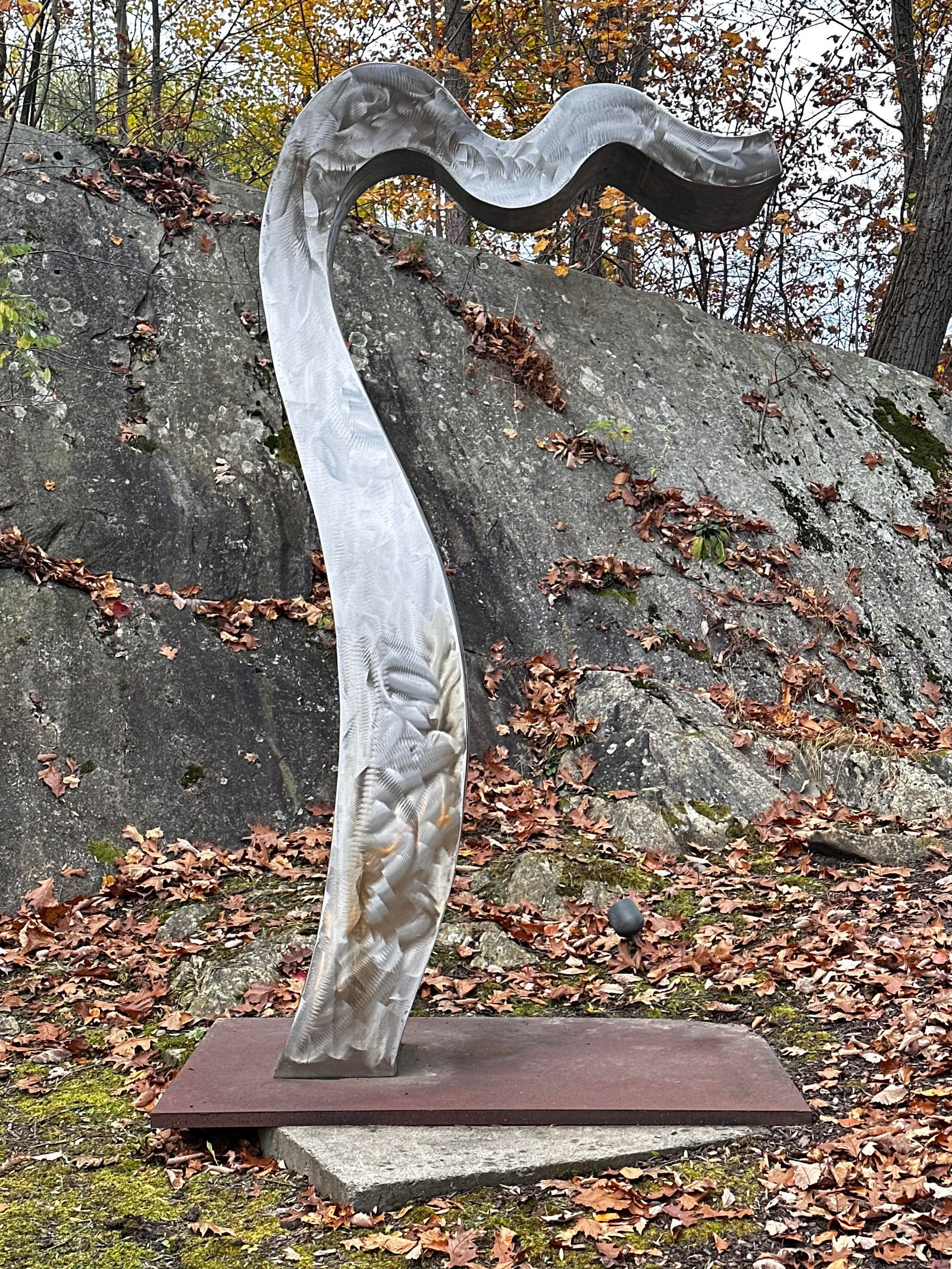 Hans Van de Bovenkamp (Dutch/American, b. 1938), "Stella in the Wind": Hans Van de Bovenkamp(Dutch/American, b. 1938)"Stella in the Wind"circa 1998stainless steelsigned, dated and inscribed "Hans Van de Bovenkamp, 1998, K.M."119 x 72 x 48 1/2 inchesThis lot is locate