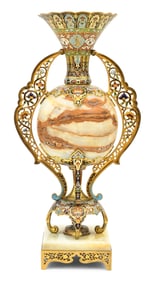 French Gilt Bronze & Champlevé-Mounted Onyx Urn