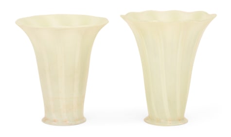 Two Tiffany Studios Pastel Favrile Glass Shades